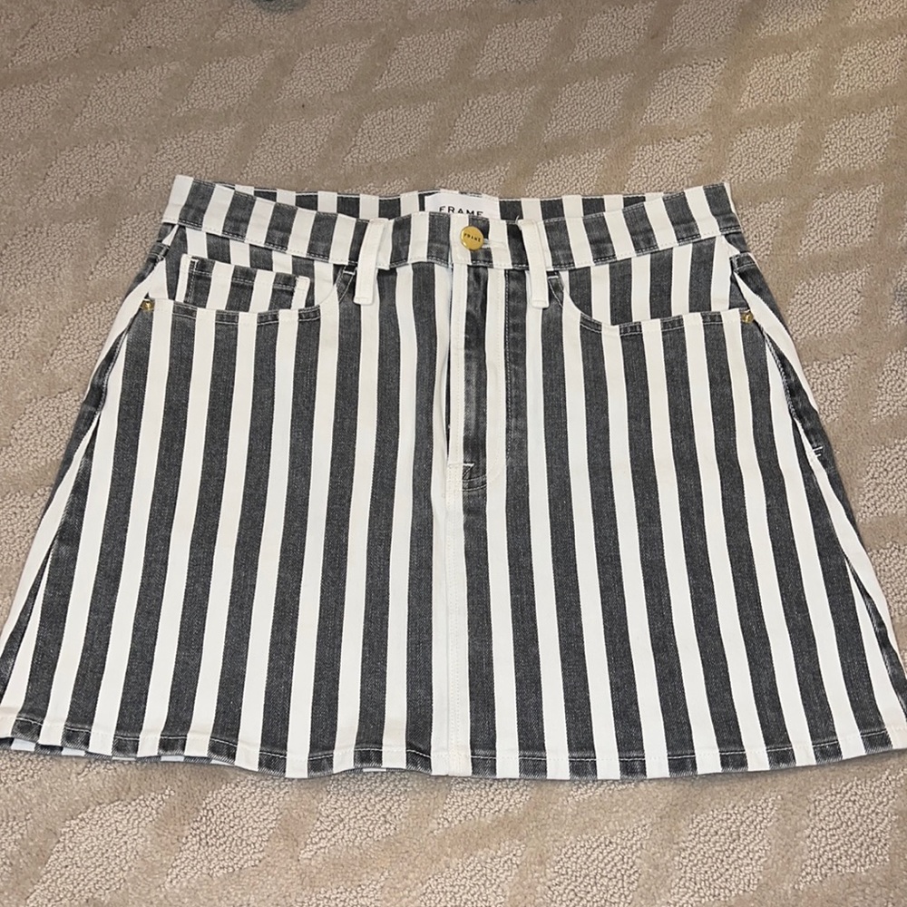 Frame Striped Le mini Jean Skirt